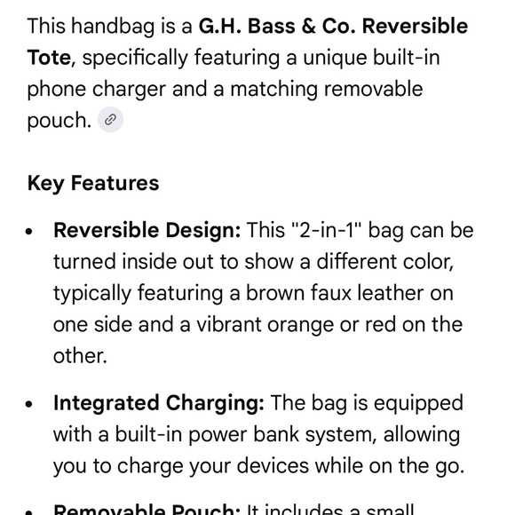 G.H. Bass & Co. reversible Tan/red faux Leather Tote - Picture 8 of 9